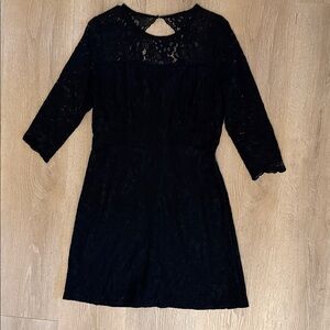 LOFT Black Lace Detail Dress
